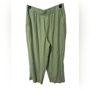 Madewell NWT Crinkled Crepe Straight-Leg Crop Pants Size L Green